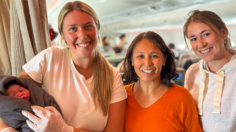 Two registered nurses from Ottawa and Kingston have been an integral part in the delivery of a baby on board a flight heading to Dubai. (The Ottawa Hospital)