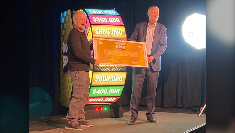 Foothills resident Tom Jones won $1 million in The Bigger Spin this week in Edmonton. (Photo courtesy Western Canada Lottery Corporation)