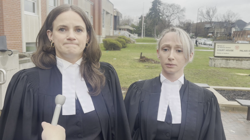 Sudbury Crown attorneys Kaely Whillans and Alayna Jay after jury returns first-degree murder verdict in trial against Liam Stinson. May 3, 2024 (Darren MacDonald/CTV Northern Ontario)