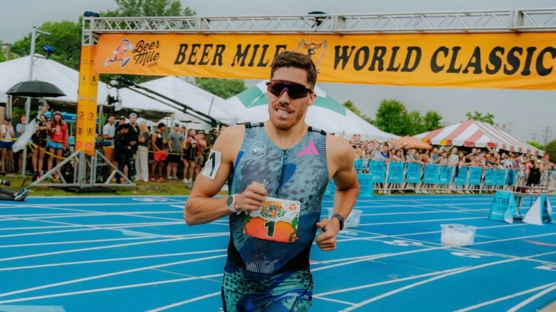 Corey Bellemore of Windsor, Ont. Races at the Beer Mile World Classic in Chicago, IL on July 1, 2023. (SOURCE: Christian Rasmussen/Corey Bellemore)