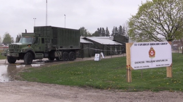 Reservists from 31 Canadian Brigade Group, seen on May 3, 2024, will be in Huron and Bruce Counties from May 4-5, 2024, taking part in a simulated emergency training exercise. (Scott Miller/CTV News London) 