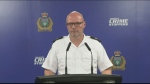 Inspector Elton Hall with the Winnipeg Police Service's organized crime section shares details about explosives seized at a home outside of Winnipeg on May 3, 2024. (Jamie Dowsett/CTV News Winnipeg)