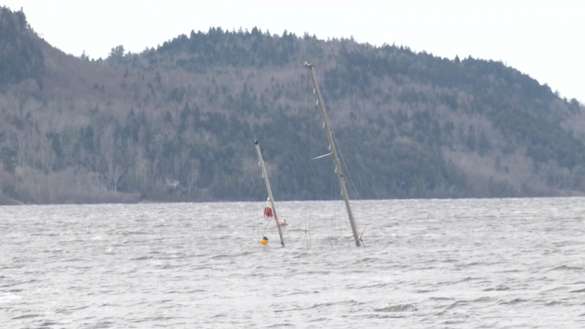 A sunken vessel in the Saint John River. (Source: Avery MacRae/CTV News Atlantic)