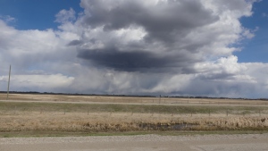 Marlene Michel snapped this picture of a pocket of rain moving near Strathmore on Friday.