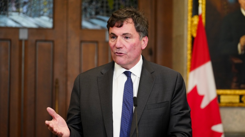 Minister of Public Safety, Democratic Institutions and Intergovernmental Affairs Dominic LeBlanc reacts to the Initial Report from the Public Inquiry into Foreign Interference in Federal Electoral Processes and Democratic Institutions in the foyer of the House of Commons on Parliament Hill in Ottawa on Friday, May 3, 2024. THE CANADIAN PRESS/Sean Kilpatrick 