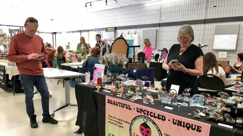 Vendors set up at the Mother's day artisan market in Barrie, Ont on May 4, 2024 (CTV News/ Dave Sullivan). 