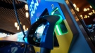 A DC fast charging station manufactured by Sumitomo Electric is seen at Fully Charged Live, an electric vehicle (EV), renewable and clean energy and urban mobility exhibition, in Vancouver, B.C., Friday, Sept. 8, 2023. THE CANADIAN PRESS/Darryl Dyck