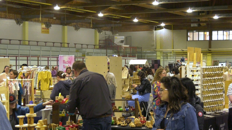 The Almonte community centre was packed with 106 local vendors Saturday for the 14th annual Cheerfully Made Spring Market. (Dylan Dyson/CTV News Ottawa)