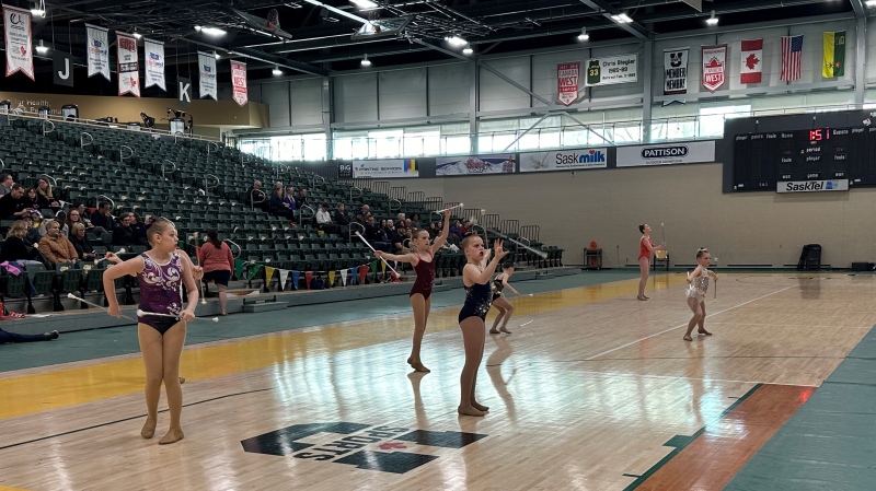 The Saskatchewan Baton Twirling Championships are taking place in Regina this weekend. (Angela Stewart / CTV News) 