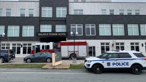 The Halifax Regional Police say they responded to a weapons related incident at the Halifax Tower Hotel on Lakelands Boulevard on Sunday. (Mike Lamb/CTV News)