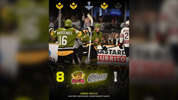 The North Bay Battalion have beaten the Oshawa Generals 8-1 to push their OHL Conference Championship series to a Game 7. (X/North Bay Battalion)