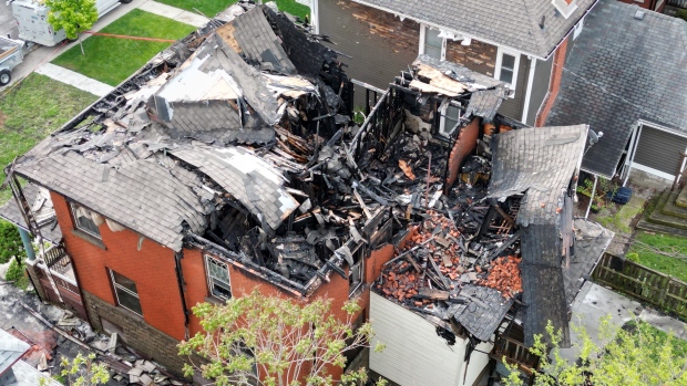 The aftermath of a fire on Victoria Avenue in Windsor, Ont., on May 6, 2024. (Bob Bellacicco/CTV News Windsor)