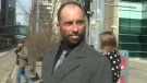 Denis Bagaric is seen leaving the Calgary court centre on May 6, 2024.