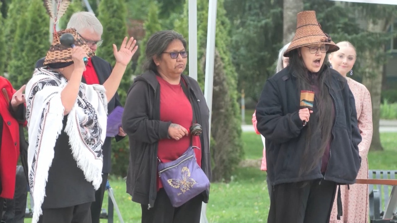 Dozens attended a ceremony in Pitt Meadows, remembering missing and murdered Indigenous women, girls and two-spirit people on May 5, 2024.