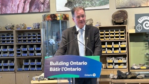 Ontario's Minister of Mines highlighted the Critical Mineral Innovation Fund during a tour of Sudbury on Monday. George Pirie spoke of the funding during a tour of Dynamic Earth, reaffirming the $15 million promised in the 2024 budget. (Amanda Hicks/CTV News)