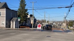 Timmins police closed road at Sixth Avenue and Pine Street. May 7, 2024 (Lydia Chubak/CTV Northern Ontario)