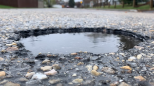 A pothole is seen in Calgary on May 7, 2024. (CTV News) 