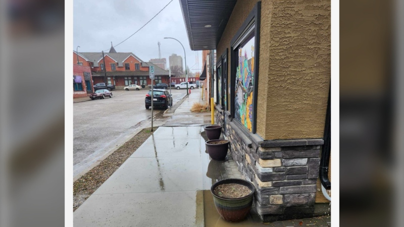 Medicine Hat saw lots of rain on Tuesday. Here is a picture from Blair Keith of the rain pooling outside his office.