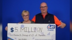 Donna Rathwell and Norman Hewitt of Kanata won $5 million in the Lotto 6/49 Classic Jackpot on March 20. (OLG/release)