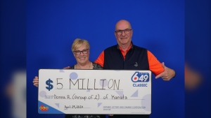 Donna Rathwell and Norman Hewitt of Kanata won $5 million in the Lotto 6/49 Classic Jackpot on March 20. (OLG/release)