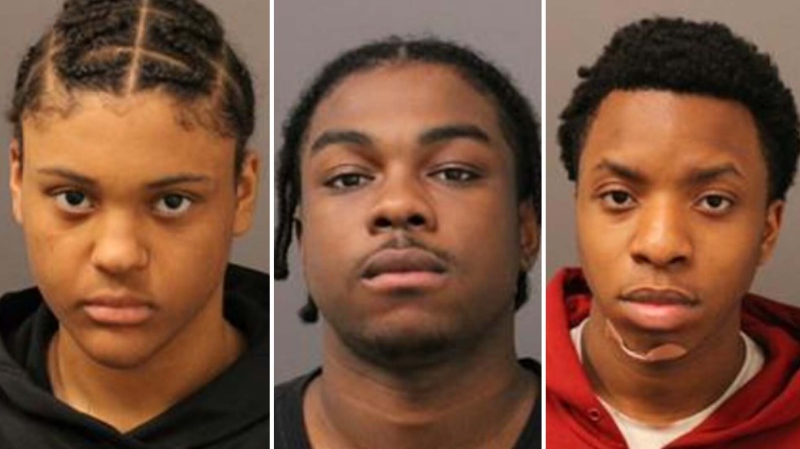 From left, Jahziah Griffiths, 19, of Brampton, along with 19-year-old Anthony Morris and 18-year-old Yohann Tshiunza, both of Toronto, are each facing several charged in connection with two recent carjacking incidents in Markham.
