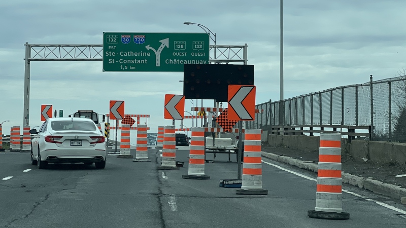 Work is expected to continue on the Honore-Mercier Bridge throughout the spring and summer of 2024. (Daniel J. Rowe, CTV News)