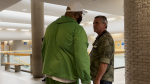 Chijoke Onyechekwa 'Gouchy Boy' Ugochukwu confronts Journal de Montreal photographer Pierre-Paul Poulin after the convicted sex offender and actor threw his walker at the photographer at the Longueuil courthouse on Wednesday, May 8, 2024. (Stephane Giroux/CTV News)