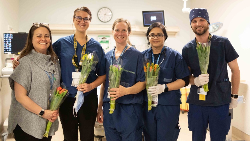 The Embassy of The Netherlands delivered 100 bouquets to The Ottawa Hospital on May 8, 2024. (The Ottawa Hospital/Handout)