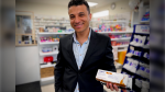 Ramez Girgis, holding boxes of Wegovy, at Guardian Discount Pharmacy in Brantford, Ont. on May 8, 2024.