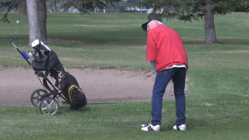 A golfer at Rundle Park Golf Course on May 8, 2024. (Evan Kenny/CTV News Edmonton) 