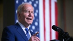 U.S. President Joe Biden speaks about his Investing in America agenda, at Gateway Technical College in Sturtevant, Wis., on May 8, 2024. (Mandel Ngan/AFP/Getty Images via CNN Newsource)