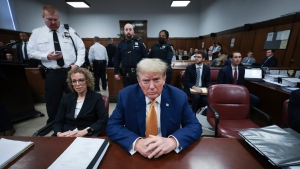 Former U.S. President Donald Trump and attorney Susan Necheles attend his trial at the Manhattan Criminal court, Tuesday, May 7, 2024, in New York. (Win McNamee / Pool Photo via AP)
