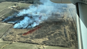 An aerial image of wildfire EWF028, located in the Edson forest area, burning in early May 2024. (Source: Twitter / Alberta Wildfire) 