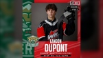 Calgary Edge School's Landon Dupont was chosen first overall by the Everett Silvertips in the WHL draft on May 9, 2024. (X/WHL)