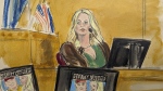 Stormy Daniels testifies on the witness stand in Manhattan criminal court, Thursday, May 9, 2024, in New York. (Elizabeth Williams via AP)