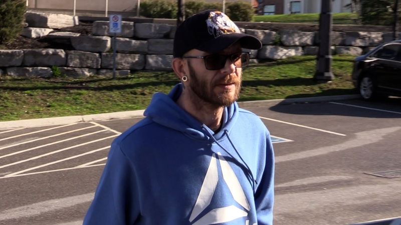 Convicted sex offender Kyle Eeg is pictured outside the courthouse in Barrie, Ont., on Thurs., May 9, 2024. (CTV News/Mike Arsalides)