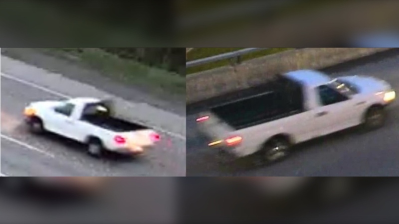 Quebec provincial police released these images of a white pickup truck believed to be involved in a fatal hit-and-run in Laval on Thursday, May 9, 2024. (Source: SQ)