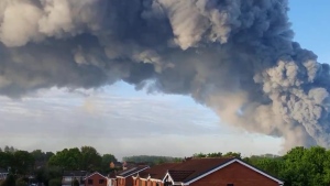 Video shows huge fire in Staffordshire