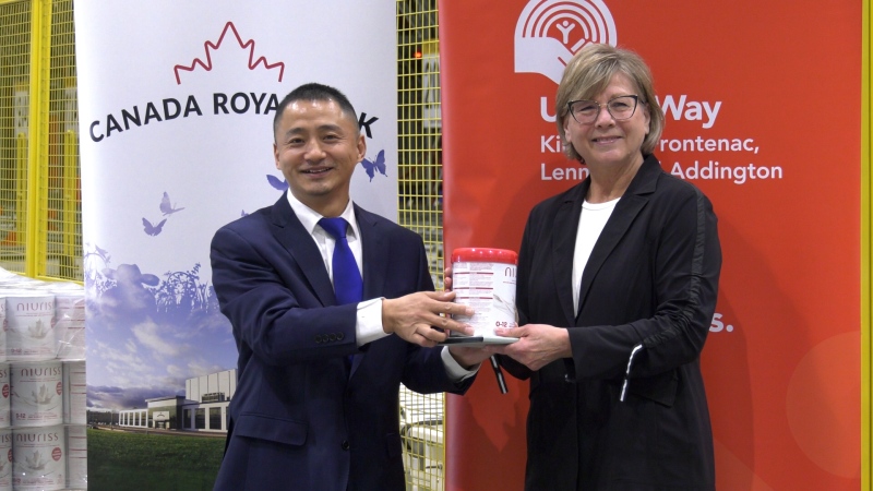 Chinese-owned manufacturer Canada Royal Milk is looking to close the gap on the baby formula shortage amid soaring prices, as it donates its first batch to the United Way. (Katelyn Wilson/ CTV News Ottawa)