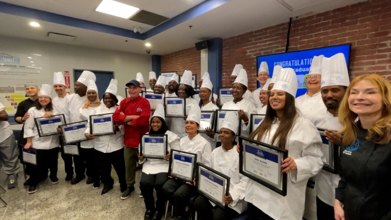 These students from the Ottawa Mission's Food Services Training Program graduated on May 9, 2024. (Peter Szperling/CTV News Ottawa)
