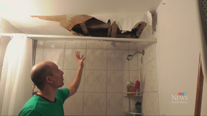 The hole allows debris and mice into their apartment. (CTV News)