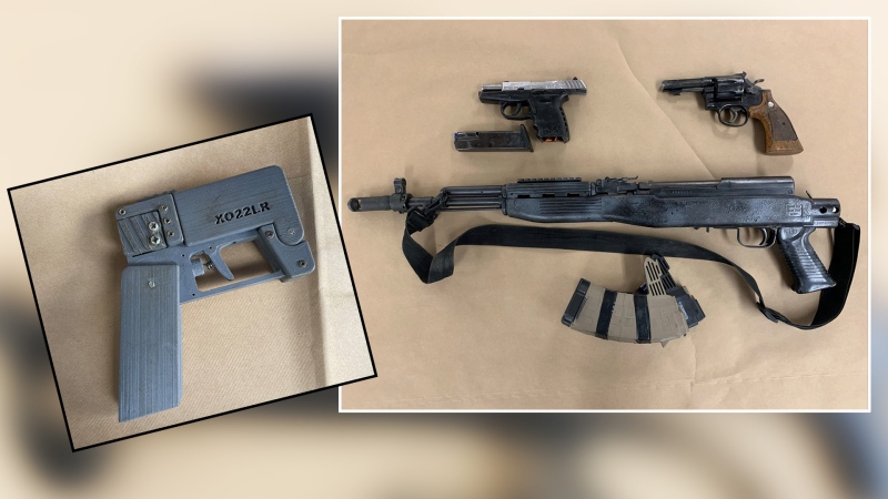 Weapons seized by the Edmonton Police Service during an early 2024 investigation that resulted in charges against two people (Credit: EPS)