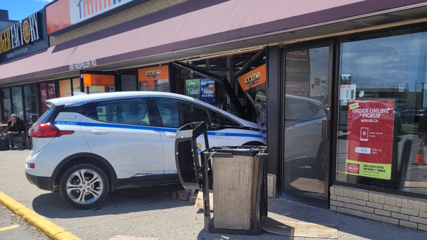 A car smashed through the front of the Cambridge Mini-Mart on May 10, 2024. (Submitted)