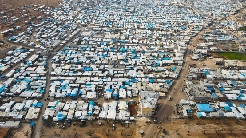 A general view of Karama camp for internally displaced Syrians, Monday, Feb. 14, 2022 by the village of Atma, Idlib province, Syria. (Omar Albam / The Canadian Press / The Associated Press)