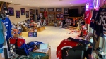 Patricia Lesyk's basement, which features a large collection of Edmonton Oilers and hockey-related memorabilia. (Dave Mitchell/CTV News Edmonton)