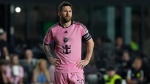 Inter Miami forward Lionel Messi (10) stands on the pitch during the first half of an MLS soccer match against the Nashville SC, Saturday, April 20, 2024, in Fort Lauderdale, Fla. (Marta Lavandier, The Associated Press)