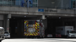 A fire truck is seen outside BC Place Stadium after a fire on May 10, 2024. 