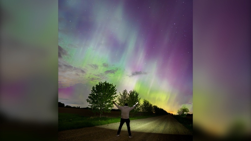 The northern lights are seen in this viewer submitted image from London, Ont. on May 10, 2024. (Source: Avik Chakraborty)
