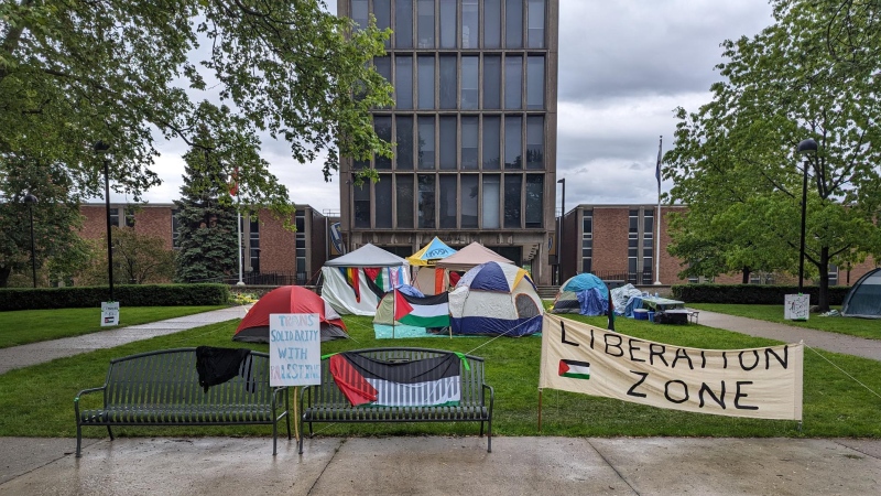 A Liberation Zone in support of Palestine is seen at the University of Windsor on May 11, 2024. (Source: Divest Windsor)