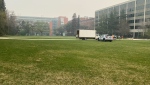 Pro-Palestinian protesters were removed from this stretch of campus at the University of Alberta on May 11,2024. (Galen McDougall/CTV News Edmonton)